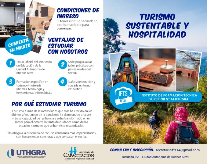 Tecnicatura en Alta Cocina y Turismo Sustentable y Hospitalidad en la UTHGRA